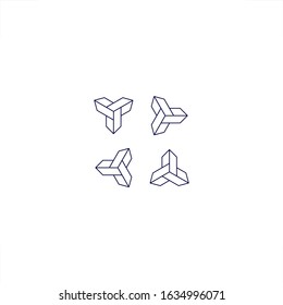 blocks logo triple abstract design 