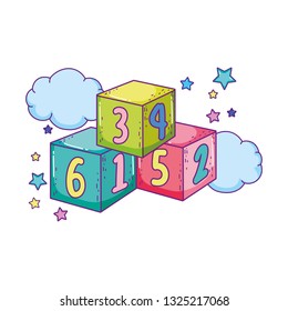 blocks numbers toys in the clouds