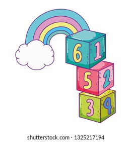 blocks numbers toys with rainbow