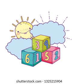 blocks numbers toys with sun kawaii