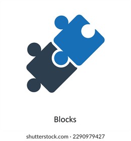 Blocks and puzzle icon concept