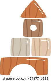 Ilustración vectorial de juguete de madera piramidal de bloques