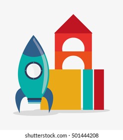Blocks and rocket toy and game design