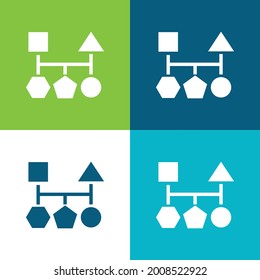 Blocks Scheme Of Five Geometric Basic Black Shapes Flat four color minimal icon set