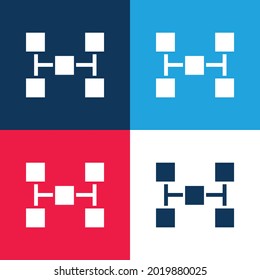 Blockschema von fünf Quadraten Blau und Rot vier Farben minimalen Symbolsatz