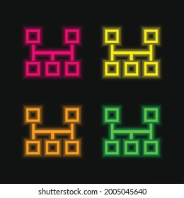Bloques Esquema cuatro colores brillante neón vectorial icono