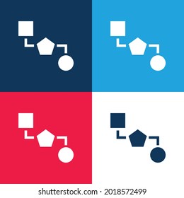 Blocks Scheme Of Three Black Geometric Shapes blue and red four color minimal icon set