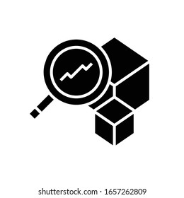 Blockiert die Suche schwarz Symbol, Concept Illustration, Vektorillustration flach Symbol, Glyph-Zeichen.