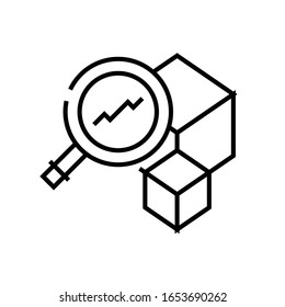 Blocks search line icon, concept sign, outline vector illustration, linear symbol.