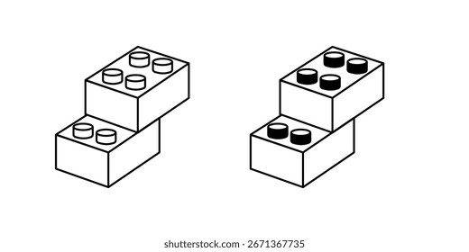 Ícone de conjunto de blocos com ilustração de estoque de vetor de fundo branco