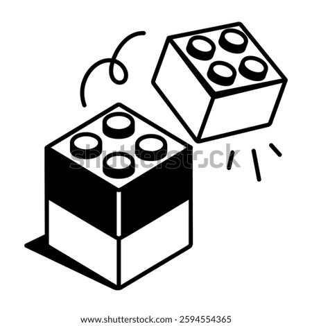 Blocks toy icon in doodle style 
