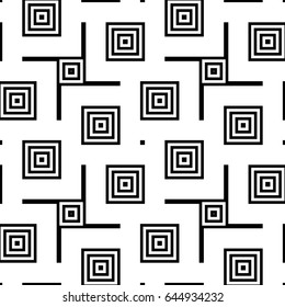 Blocks wallpaper. Repeated black figures abstract on white background. Seamless surface pattern design with polygons. Mosaic motif. Digital paper for page fills, web designing. Dog tooth vector.