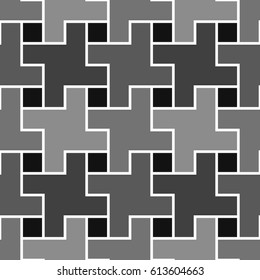 Blocks wallpaper. Repeated color figures abstract on white background. Seamless surface pattern design with polygons. Mosaic motif. Digital paper for page fills, web designing. Vector art illustration
