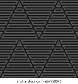 Blocks wallpaper. Repeated color figures outlines on black background. Seamless surface pattern design with linear ornament. Interlocking slabs motif. Digital paper with triangles and trapezoids.
