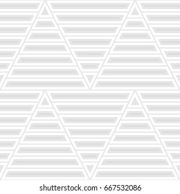 Blocks wallpaper. Repeated color geometric figures on white background. Seamless surface pattern design with linear ornament. Interlocking slabs motif. Digital paper with triangles and trapezoids.