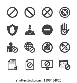 Block,stop icon set/Flat icon set design ,Out line vector icon set for design.