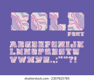 Blocky Designer Font set with Marble texture