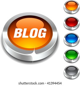   Blog 3d button set. Vector illustration.