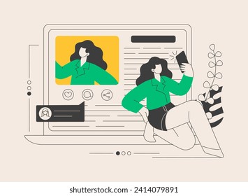 Blog abstract concept vector illustration. Social media platform, influencer, personal brand promotion, recent stories and post, attract followers and subscriptions, viral content abstract metaphor.