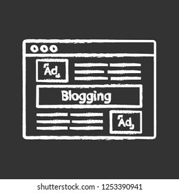Blog advertising chalk icon. SMM. Social media marketing. Blogging. Internet promotion. Influencer marketing. Isolated vector chalkboard illustration