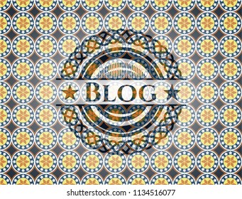Blog arabesque badge. arabic decoration.