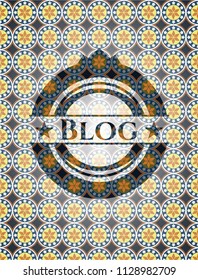 Blog arabic badge background. Arabesque decoration.