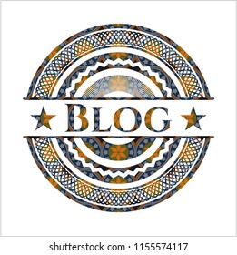 Blog arabic badge background. Arabesque decoration.