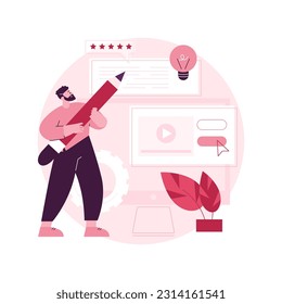 Blog articles abstract concept vector illustration. Blog menu element, subscribe for publications, news article, company website page, web element, UI design, blogging resource abstract metaphor.