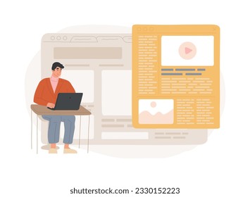 Blog articles isolated concept vector illustration. Blog menu element, subscribe for publications, news article, company website page, web element, UI design, blogging resource vector concept.