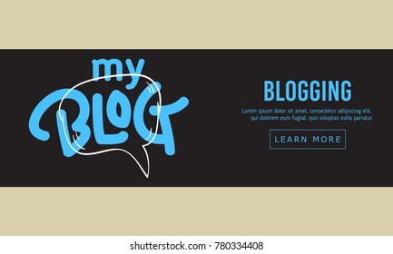Blog Artistic Lettering Type With A Cartoon Hand Drawn Sketchy Line Art Style Drawing Of A Speech Bubble. Vector Graphic.