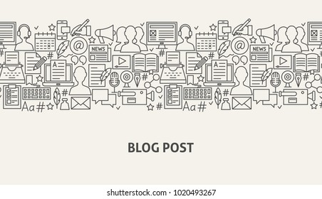 Blog Banner Concept. Vector Illustration of Line Web Design. Blogging Post Template.