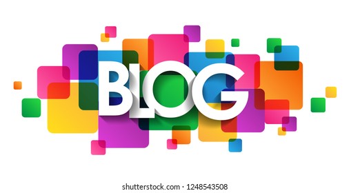 BLOG banner on colorful squares background