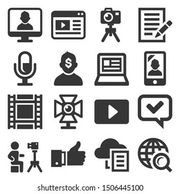 Blog and Blogger Icons Set on White Background. Vector
