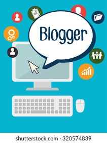Blog and blogger social media design, vector illustration.