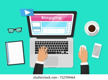 Blog, blogging and blogglers theme design, vector illustration graphic