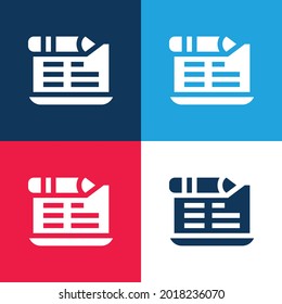 Blog blue and red four color minimal icon set