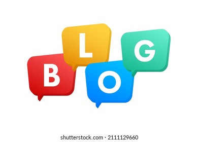 Blog bubble on white background. Internet technology. Vector logo. Communication technology.