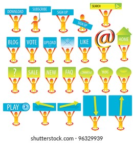 blog buttons set. vector illustration.