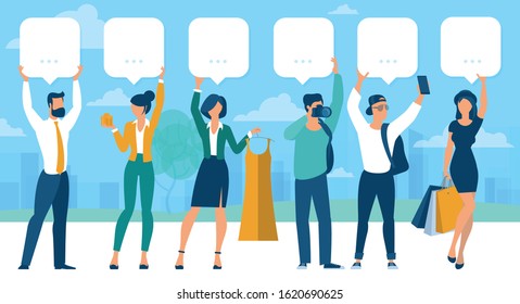 Blog channel and blogger review flat design vector concept for mobile application, web site and banner. Fashion blogger, shopping live streaming, video blog. Modern design flat character set.