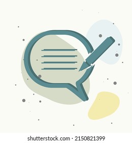 Blog, nube de pensamientos e icono del vector del lápiz. Símbolo de blogueo sobre fondo multicolor. Capas agrupadas para una ilustración de edición sencilla. Por tu diseño.