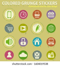 blog colored grunge icons with sweats glue for design web and mobile applications