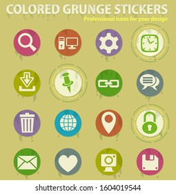 blog colored grunge icons with sweats glue for design web and mobile applications