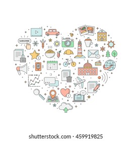 Blog colored heart illustration. Clean and simple outline design.