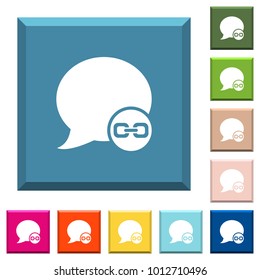 Blog comment attachment white icons on edged square buttons in various trendy colors