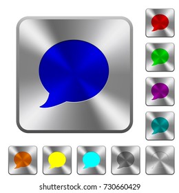 Blog comment bubble engraved icons on rounded square glossy steel buttons