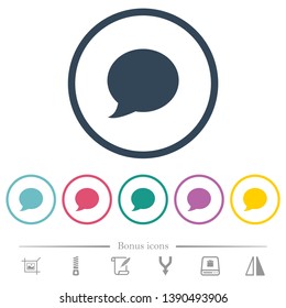 Blog comment bubble flat color icons in round outlines. 6 bonus icons included.