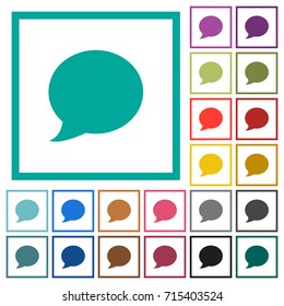 Blog comment bubble flat color icons with quadrant frames on white background