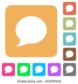 Blog comment bubble flat icons on rounded square vivid color backgrounds.
