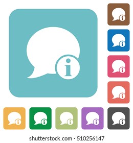 Blog comment info white flat icons on color rounded square backgrounds
