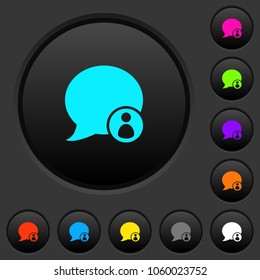 Blog comment sender dark push buttons with vivid color icons on dark grey background